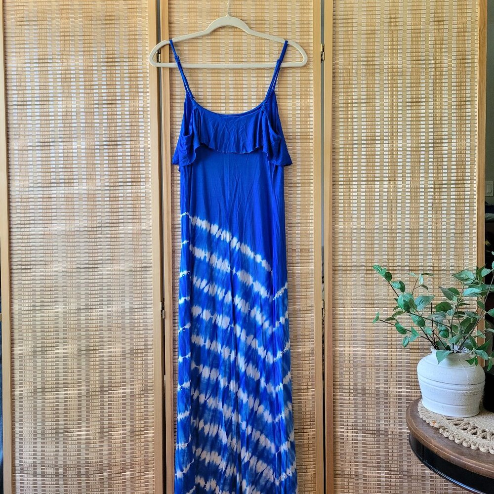 INC INTERNATIONAL Jersey Knit Blue White Striped Maxi Dress